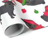 Schwarze Weihnachtsbäder Weiß Geschenkpapier (Rolleneckpunkt)