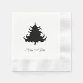 Schwarze Weihnachtsbaum-Feierparty Serviette (Vorderseite)