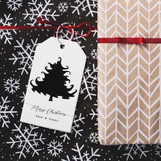 Schwarze Weihnachtsbaum-Geschenkanhänger Geschenkanhänger