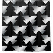 Schwarze Weihnachtsbäume auf Silber Duschvorhang (Vorderseite)