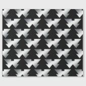 Schwarze Weihnachtsbäume auf Silber Geschenkpapier (Flach)
