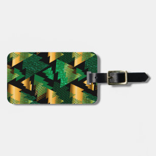 schwarze Weihnachtsbäume aus Gold Gepäckanhänger