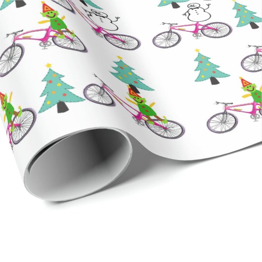 Schwarze Weihnachtsbäume Snowman Wrapping Paper Geschenkpapier (Rolleneckpunkt)