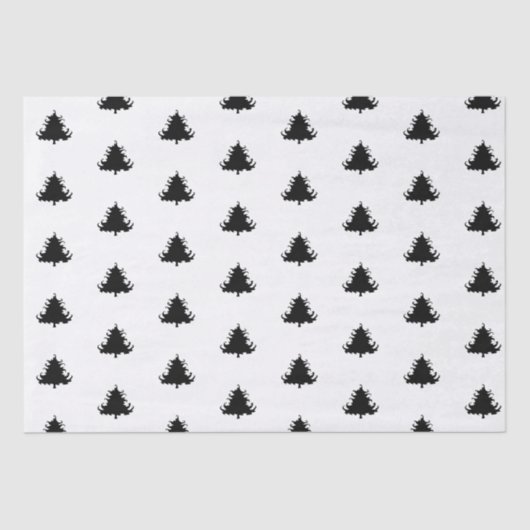Schwarze Weihnachtsbaumen Muster Gewebe Papier (Vorderseite)