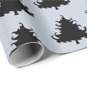 Schwarze Weihnachtsbaumen Muster Grau Geschenkpapier (Rolleneckpunkt)