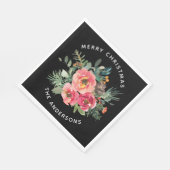 Schwarze Weihnachtsblume & Pine. Dark Festive Wint Serviette (Ecke)