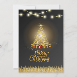 Schwarze Weihnachtskarte mit Farbverlauf Einladung