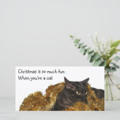 Schwarze Weihnachtskatze Feiertagskarte (Stehend Vorderseite)