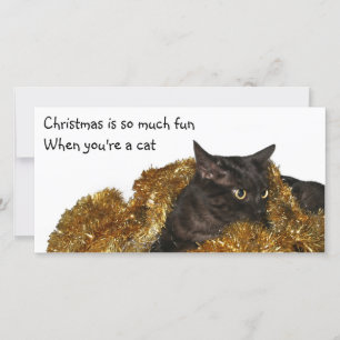 Schwarze Weihnachtskatze Feiertagskarte