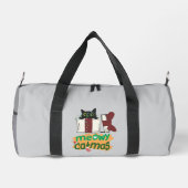 Schwarze Weihnachtskatze in Weihnachtsbaumleuchten Duffle Bag (Rückseite)