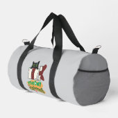 Schwarze Weihnachtskatze in Weihnachtsbaumleuchten Duffle Bag (Rechte Ecke)