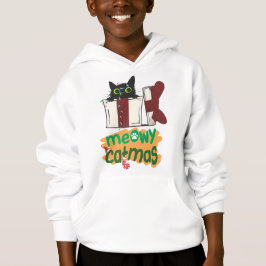 Schwarze Weihnachtskatze in Weihnachtsbaumleuchten Hoodie