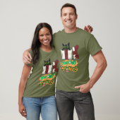 Schwarze Weihnachtskatze in Weihnachtsbaumleuchten T-Shirt (Unisex)
