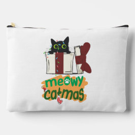 Schwarze Weihnachtskatze in Weihnachtsbaumleuchten Zubehörtasche