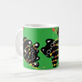 Schwarze Weihnachtskatze Kaffeetasse (Vorderseite Links)
