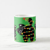 Schwarze Weihnachtskatze Kaffeetasse (Mittel)