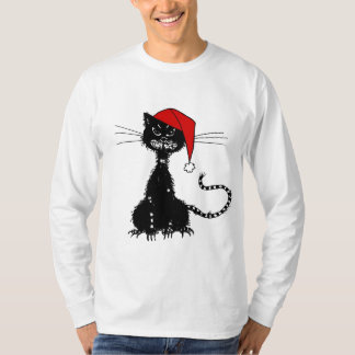 Schwarze Weihnachtskatze T-Shirt