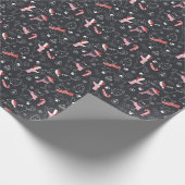 Schwarze Weihnachtskatzen Geschenkpapier (Ecke)