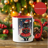 Schwarze Weihnachtskröte in Rot und Grün Tasse