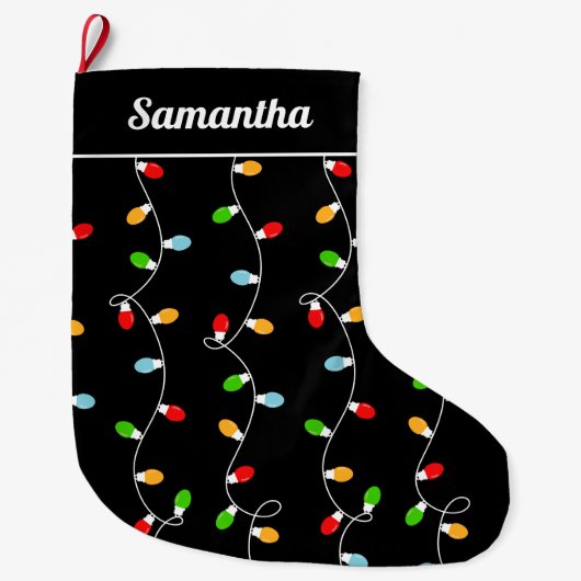 Schwarze Weihnachtslichter als Geschenk Großer Weihnachtsstrumpf (Vorderseite)