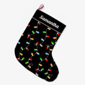 Schwarze Weihnachtslichter als Geschenk Großer Weihnachtsstrumpf (Vorderansicht (hängend))