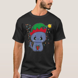 Schwarze Weihnachtsmann-Katze in Weihnachtsbaumlic T-Shirt
