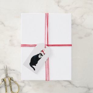 Schwarze Weihnachtsmann-Katzengeschenkanhänger Geschenkanhänger