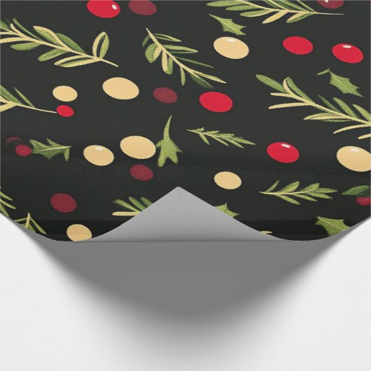 Schwarze Weihnachtsmuster Geschenkpapier (Ecke)