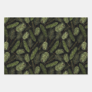 Schwarze Weihnachtsmuster Set Geschenkpapier Set