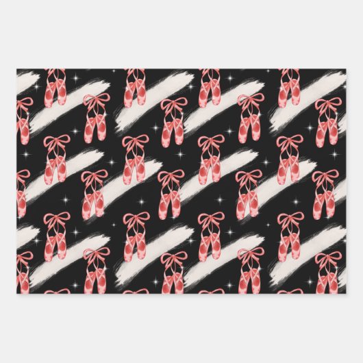 Schwarze Weihnachtsmuster Set Geschenkpapier Set (Vorderseite 2)