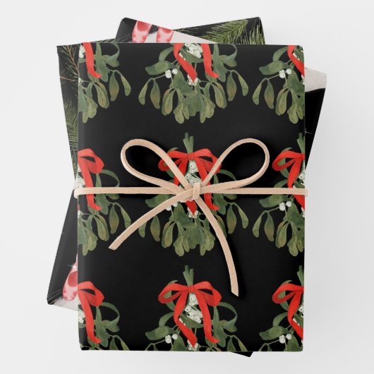 Schwarze Weihnachtsmuster Set Geschenkpapier Set (Beispiel)