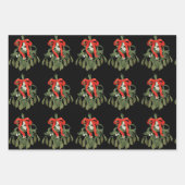 Schwarze Weihnachtsmuster Set Geschenkpapier Set (Vorderseite)