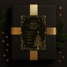 Schwarze Weihnachtsnacht - Elegante Party-Einladun