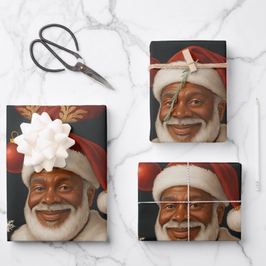 Schwarze Weihnachtspapiere Geschenkpapier Set (Vorderseite)