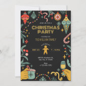 Schwarze Weihnachtsschmuck - Einladung (Vorderseite)