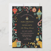 Schwarze Weihnachtsschmuck Hochzeit Einladung (Vorderseite)