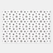 Schwarze Weihnachtsschneeflocken im weißen Hinterg Geschenkpapier Set (Vorderseite)