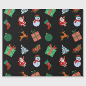 Schwarze Weihnachtssymbole Geschenkpapier (Flach)