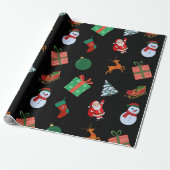 Schwarze Weihnachtssymbole Geschenkpapier (Ungerollt)