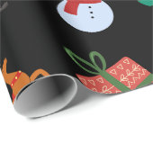 Schwarze Weihnachtssymbole Geschenkpapier (Rolleneckpunkt)