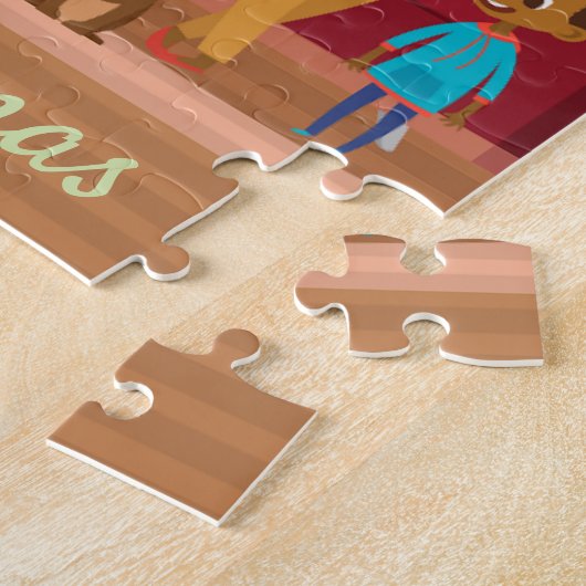 Schwarze Weihnachtsszene mit Großeltern Puzzle (Seite)