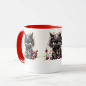 Schwarze Weihnachtswut Katzen-Tasse Tasse (Vorderseite Links)