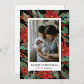 Schwarze Weihnachtszeit Blume Frohe Weihnachtskart Einladung (Vorne/Hinten)