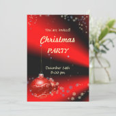 Schwarze Weihnachtszeit-Party Einladung (Stehend Vorderseite)