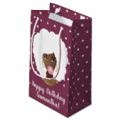 Schwarze Weiße Afro, Bubblegum, Sterne, Lila Kleine Geschenktüte (Rückseite Schrägansicht)