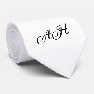 Schwarze weiße Anfangsbuchstaben Herren Monogramm Krawatte