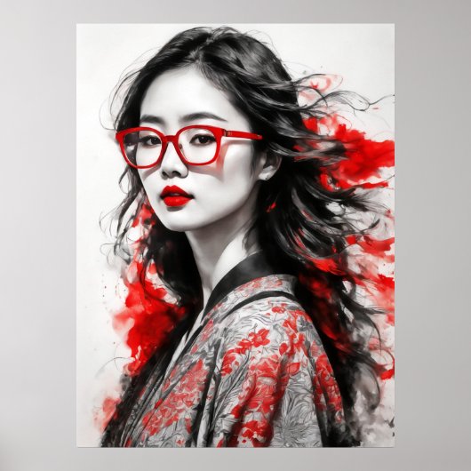 Schwarze Weiße Asiatische Frauen zeichnen Poster (Vorne)