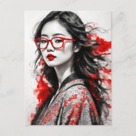 Schwarze Weiße Asiatische Frauen zeichnen Postkarte