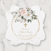 Schwarze weiße Blume Blütengold-Cross-Taufen Geschenkanhänger (Vorderseite)