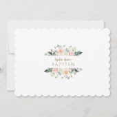 Schwarze weiße Blume Goldrahmen Foto Taufe Einladung (Rückseite)